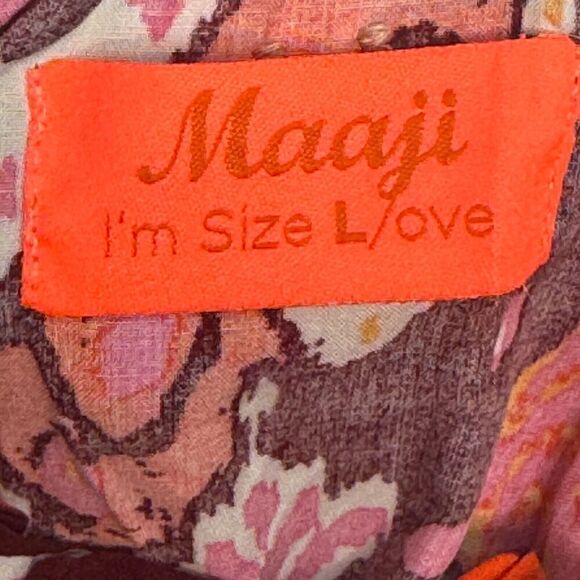 Maaji Totem Short Cover Up Dress Size Large Ikat Burgundy Print NEW $98 - Picture 4 of 9